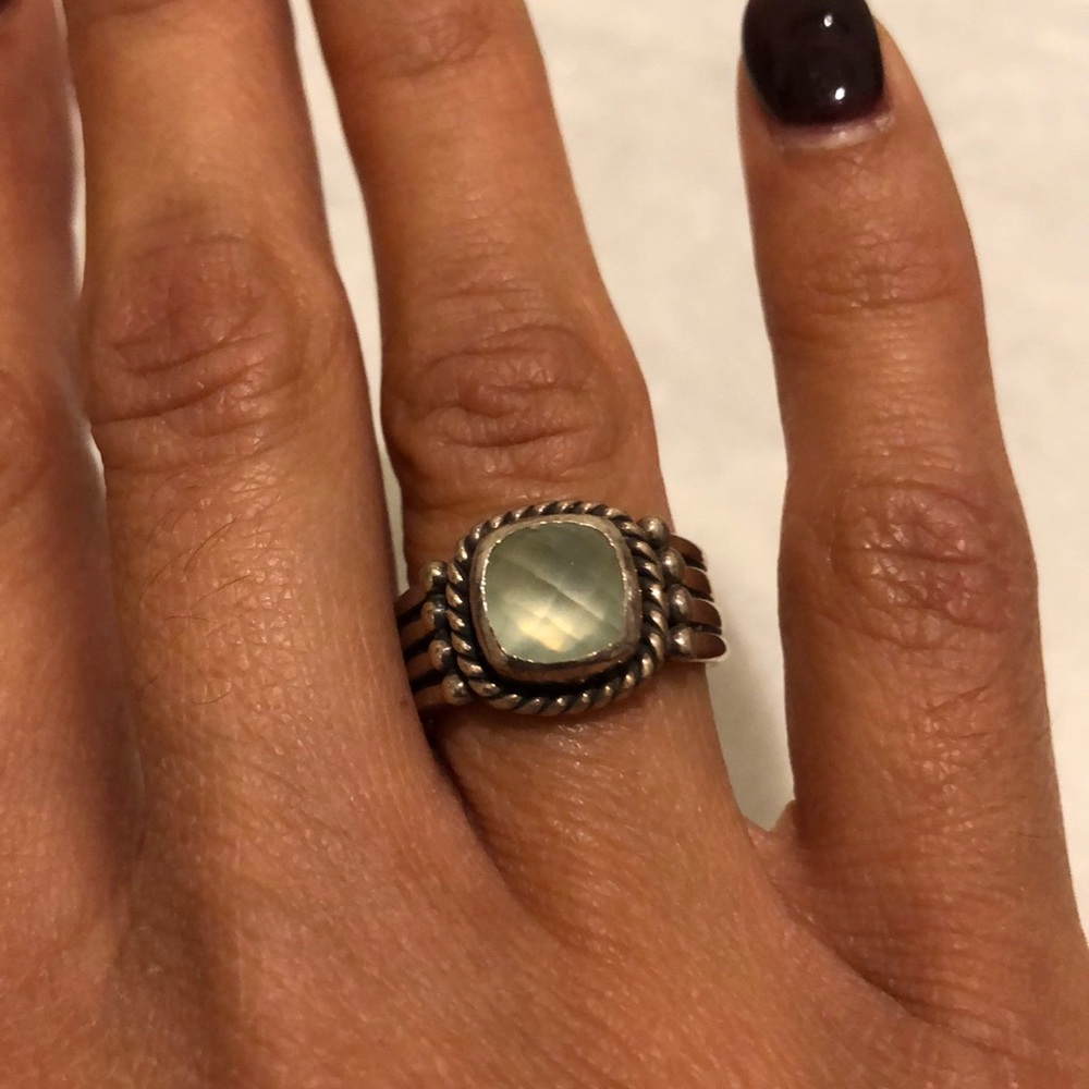 Prehnite and Sterling Silver Silver Ring